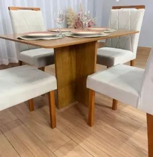Mesa Salinas 1,20 Com 4 Cadeiras Moderna Sala De Jantar (VALOR NÃO INCLUI MONTAGEM) - Foto 2