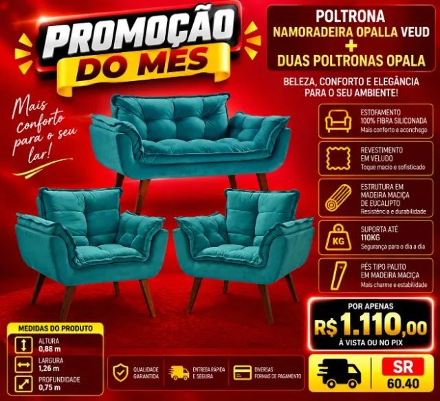 Poltrona Namoradeira + 2 poltronas Opala (Pagamento na entrega)