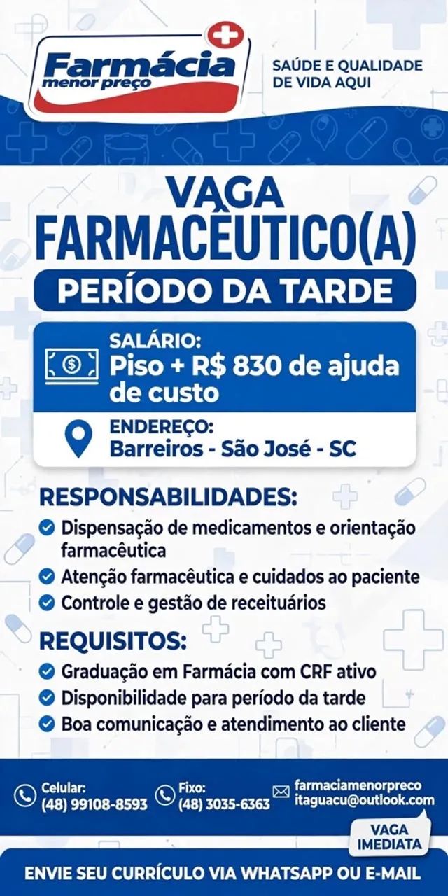 Vagas Farmacêuticos 