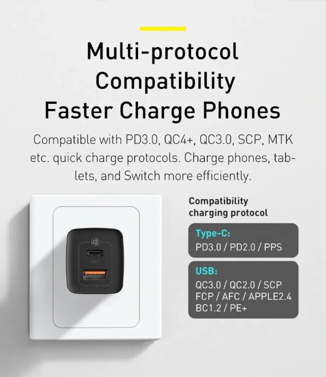 Carregador Rápido Baseus Gan 2 Lite Type-c + Usb 65w - Foto 2