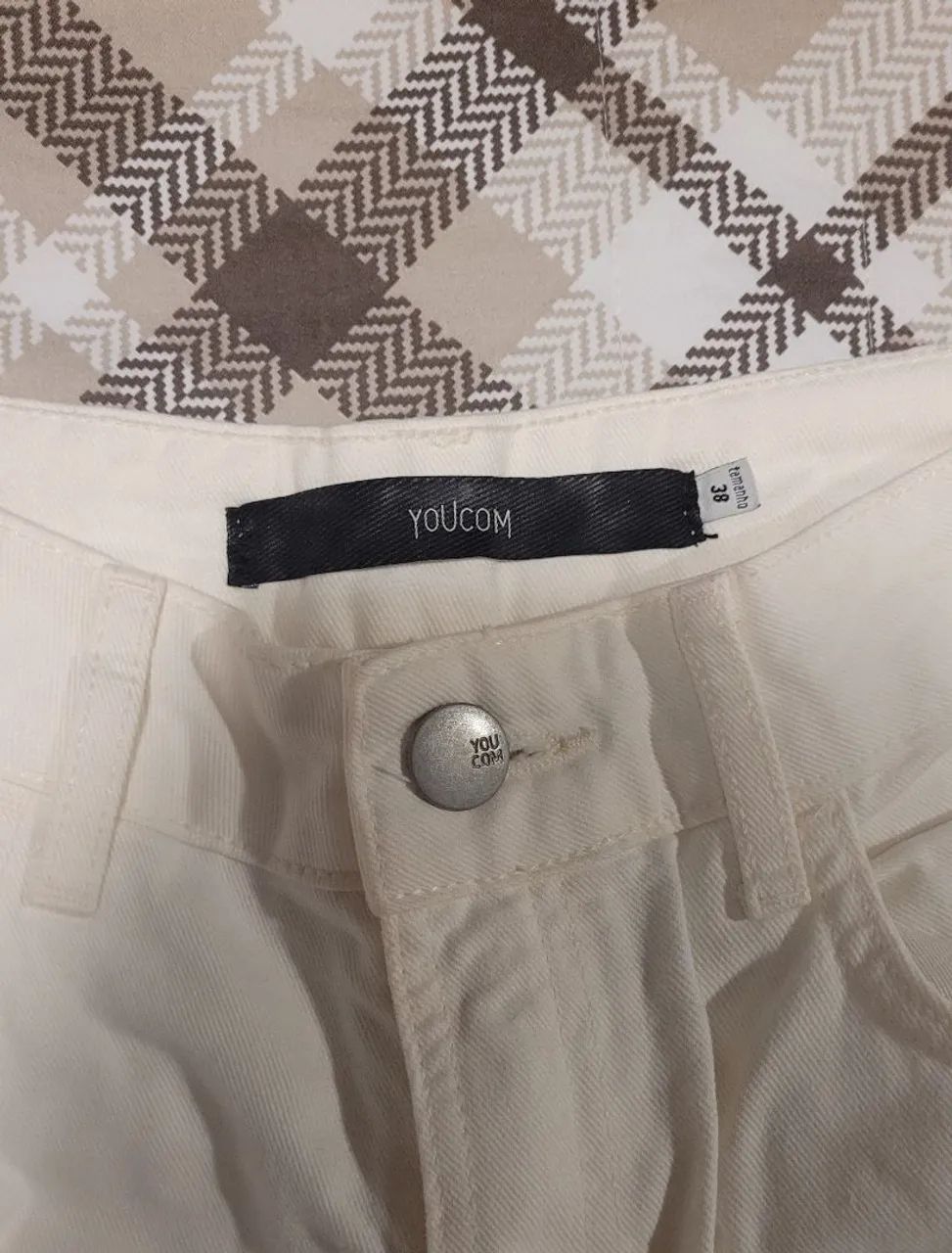 Calça cargo branca com bolsos laterais 38 Youcom - Foto 5