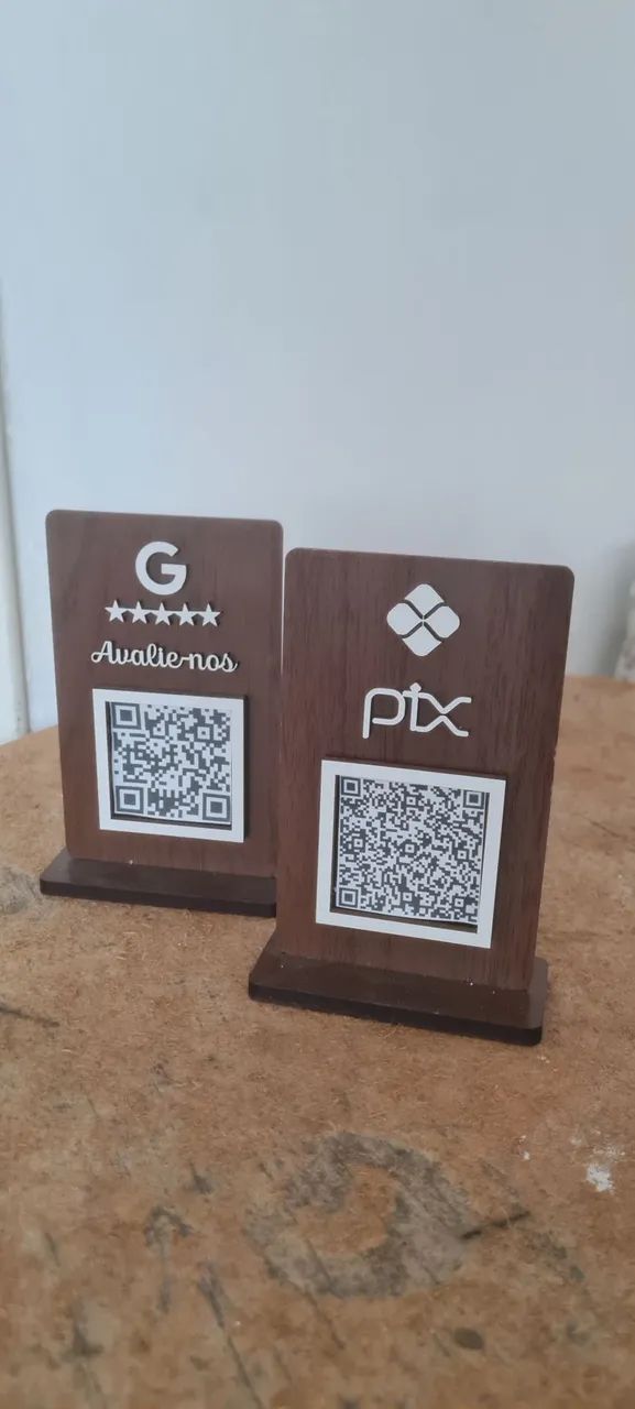 Suporte de madeira QRCode para recebimento de pagamento via pix e avaliação no google - Foto 2