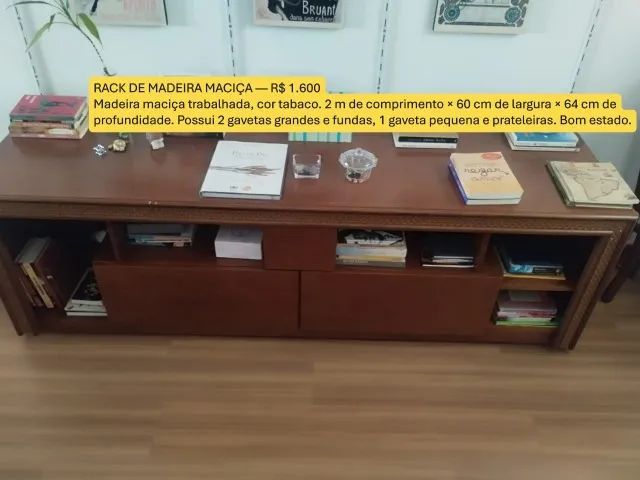 Rack grande de madeira trabalhada