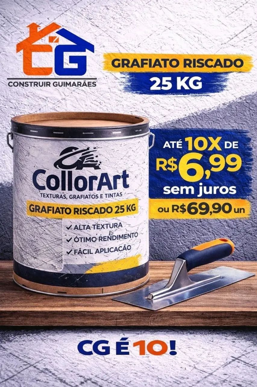 Scratch Texture GRAFIATO Collorart 25kg - R$69.90, up to 10 interest-free installments.