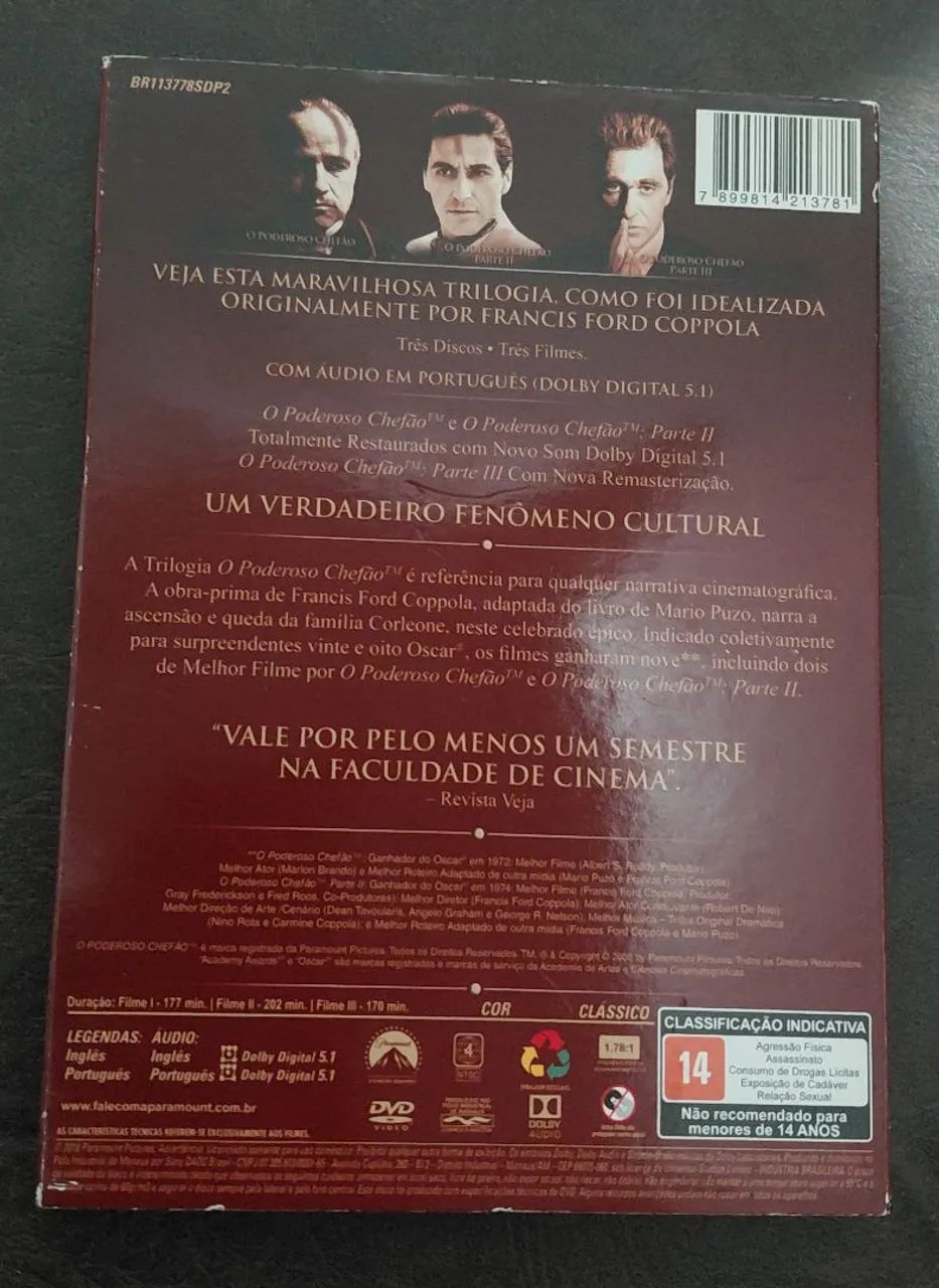 Box DVD O Poderoso Chefão - Trilogia The Coppola Restoration (3 DVDs) Original - Foto 2
