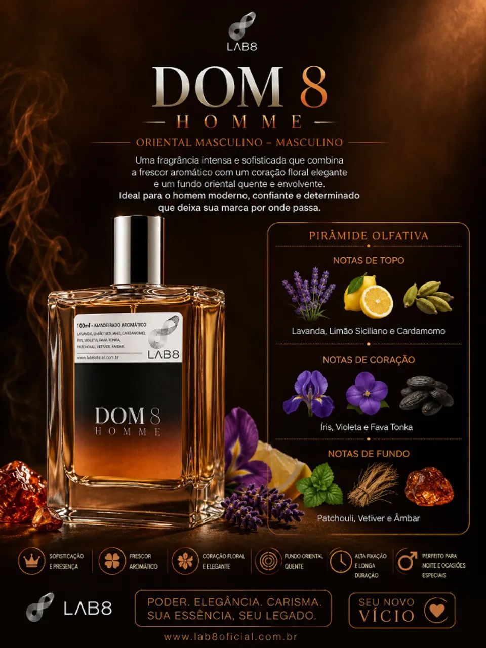 Perfume Dom 8 Homme - LAB 8 - 100ML - Foto 3