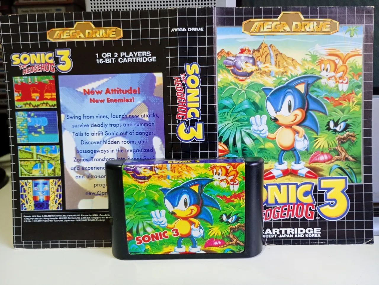 Sonic 3 paralelo SEGA Genesis Mega Drive + encarte de locadora