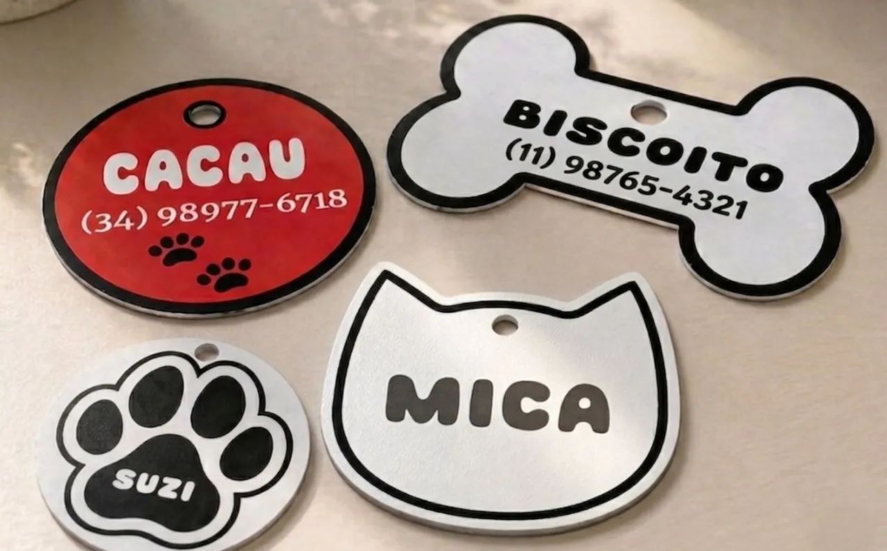 Plaquinha de identificação para pet 