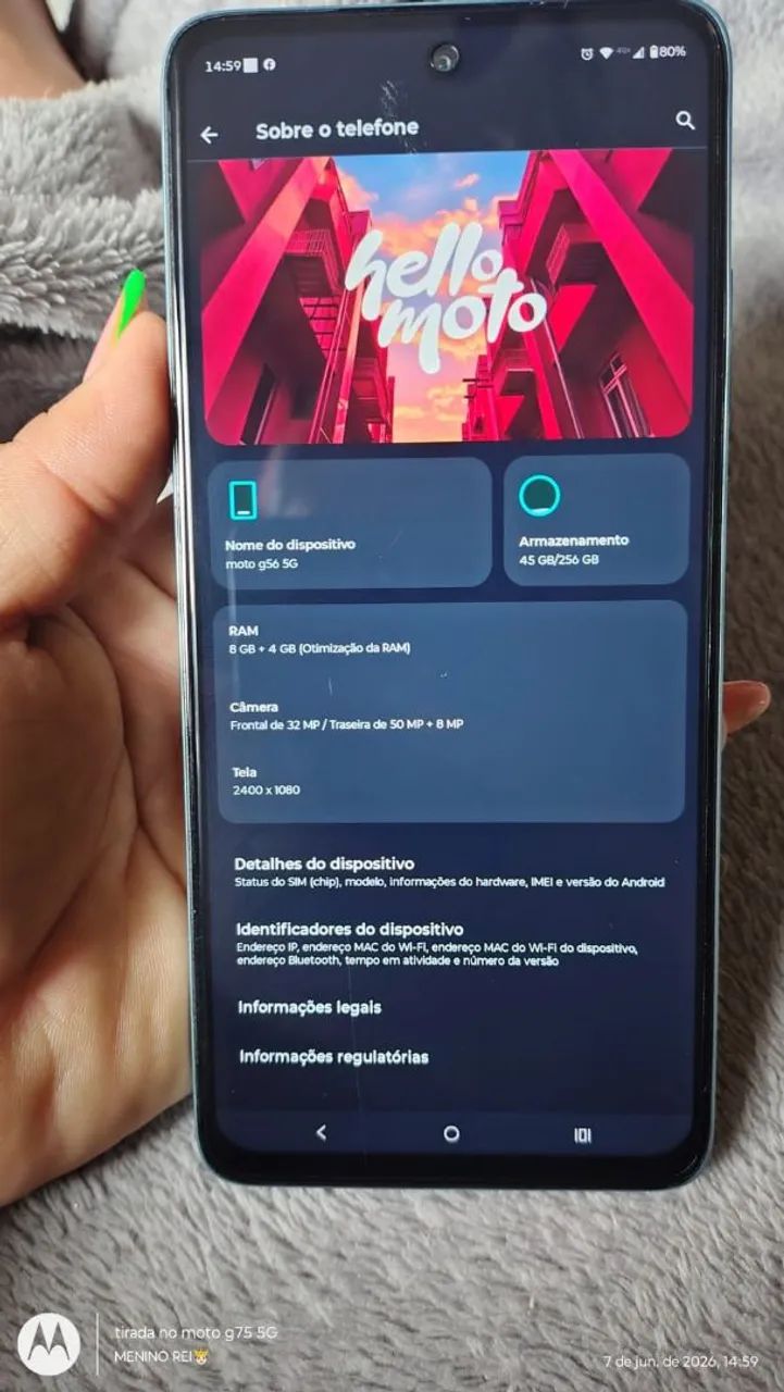 Cell Moto G56 256 gigas 