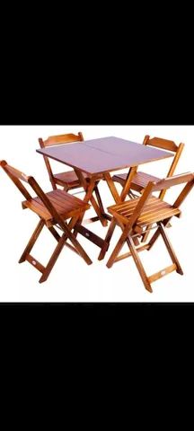 Mesa Dobrável 70x70 com 4 cadeiras