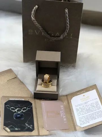 Aliança bvlgari com brilhantes 18 k luxo