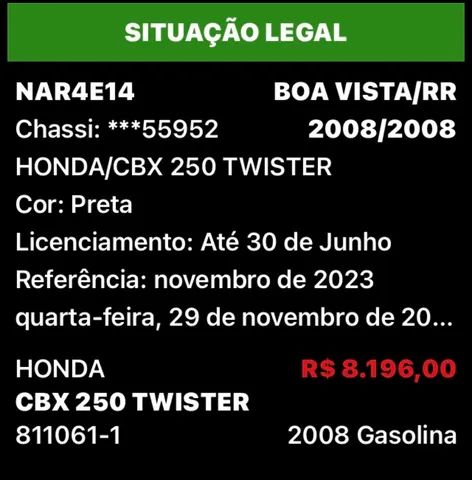 HONDA/CBX 250 TWISTER - 2008/2008 - GASOLINA