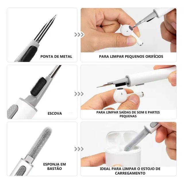 Caneta De Limpeza Para Fone Ouvido Limpador AirPods Higienizadora  - Foto 4