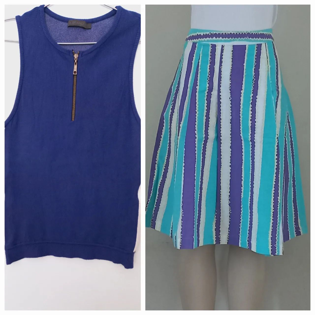 Saia algodão e blusa tricot P