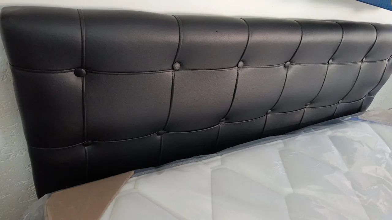 Cabeceira de Cama Box em Couro Preto - Foto 5