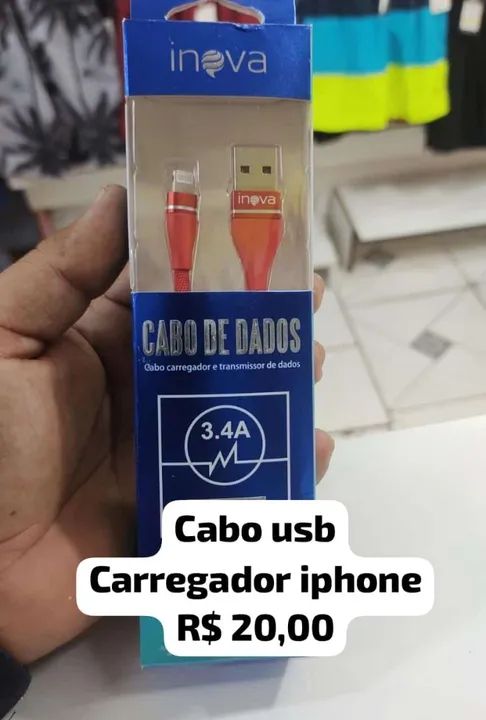 Cabo USB carregador iphone novo