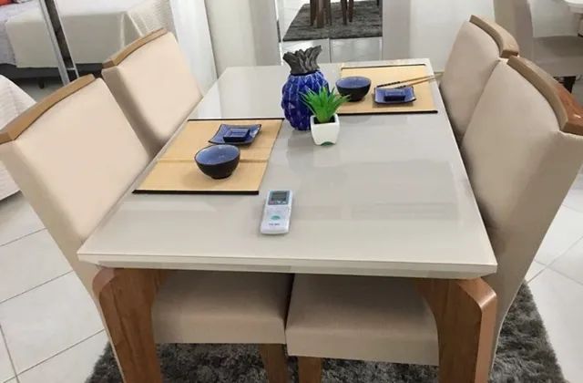 sala mesa jantar tampo de vidro 4 cadeiras - Foto 3