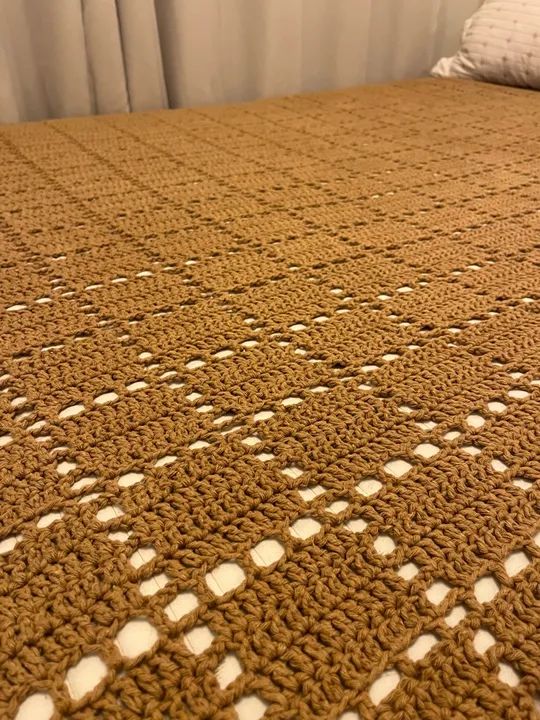 Manta de Crochê com Franjas - Bege - Foto 3