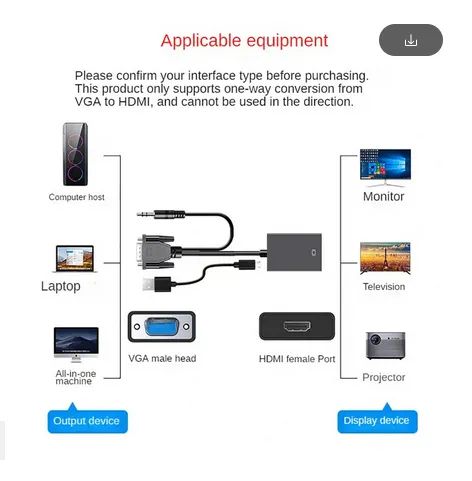 Cabo conversor VGA para HDMI com saída de áudio - Foto 2