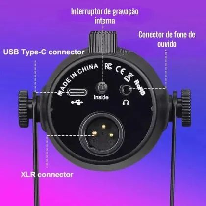 Microfone Condensador Gravação para Lives Tomate MTR-1080R - Foto 4