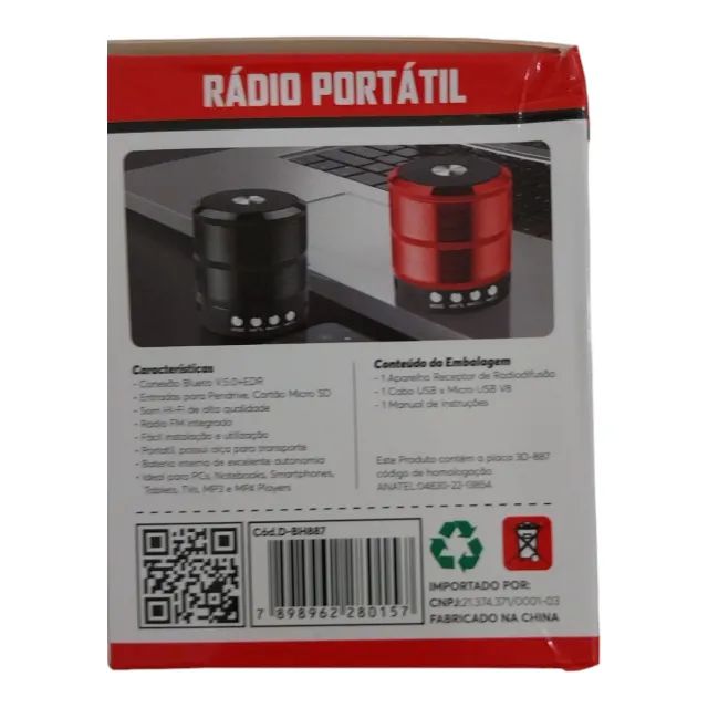 CAIXA DE SOM GRASEP MODELO D-BH887 COR LARANJA - Foto 2