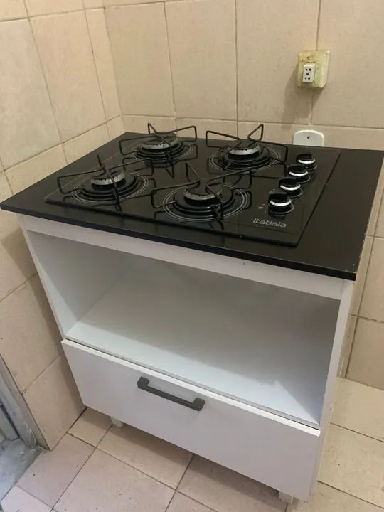 FOGÃO COOKTOP 4 BOCAS+ARMÁRIO COM DIVISÃO +GÁS ( CONTÉM UM POUCO DE GÁS