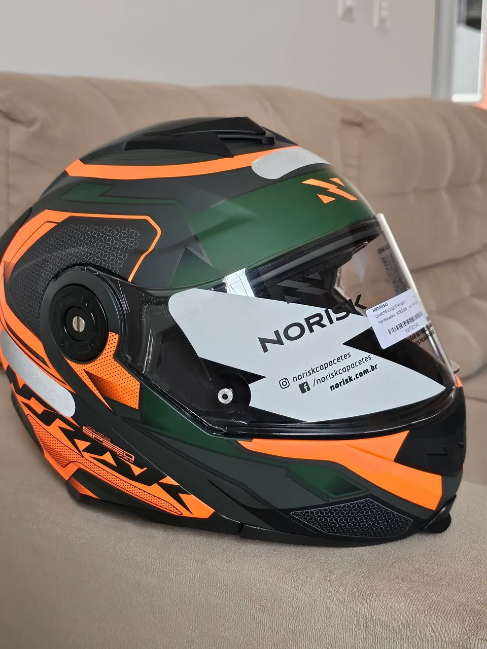 Vendo Capacete NORISK SPEED MAX - Verde e Laranja