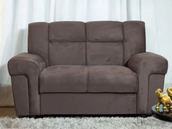 Conjunto Sofá 2 e 3 Lugares Veludinho Marrom - Foto 2