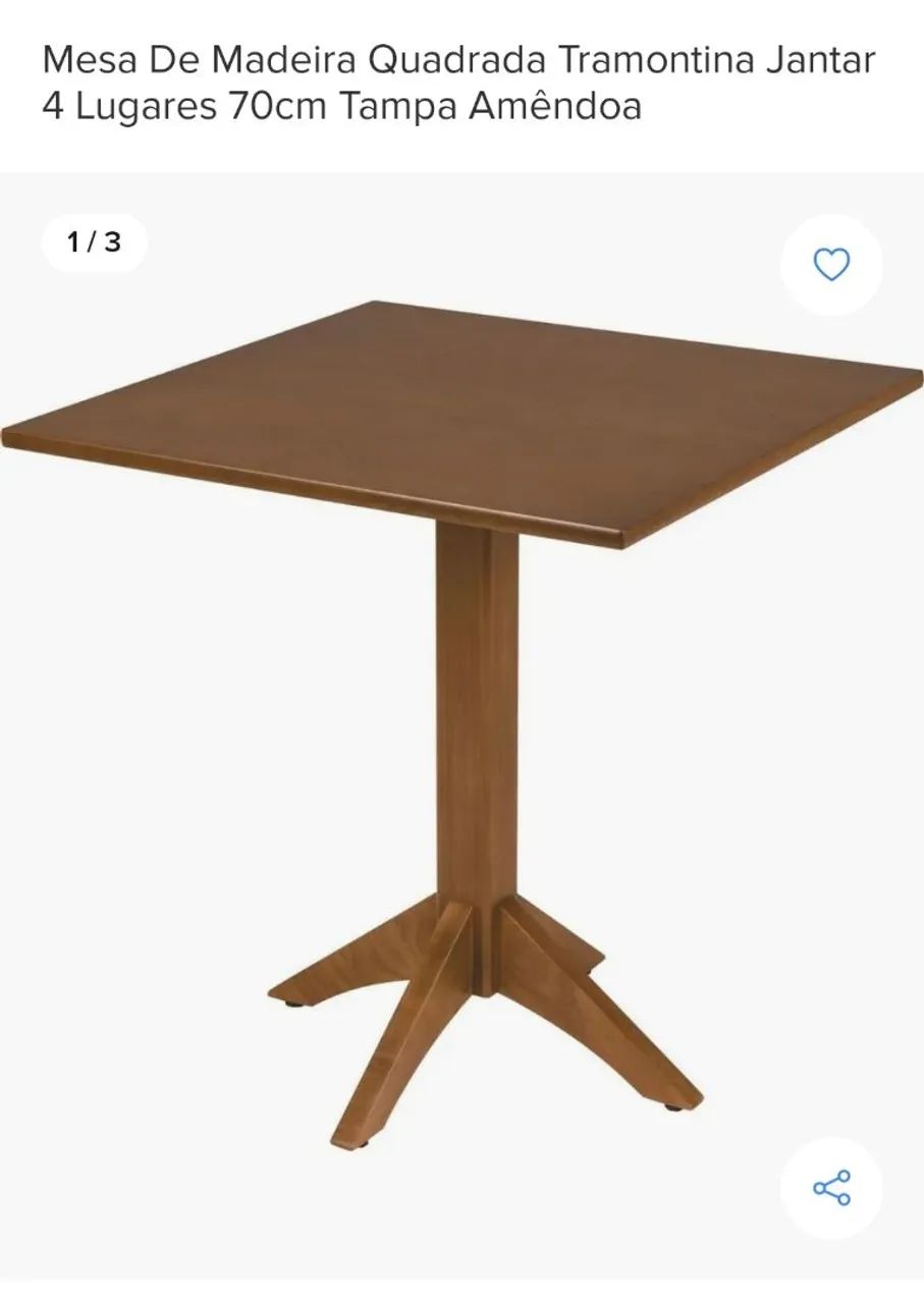 Cadeiras e Mesa de Jantar Quadrada Tramontina 4 Lugares 70cm - Foto 5