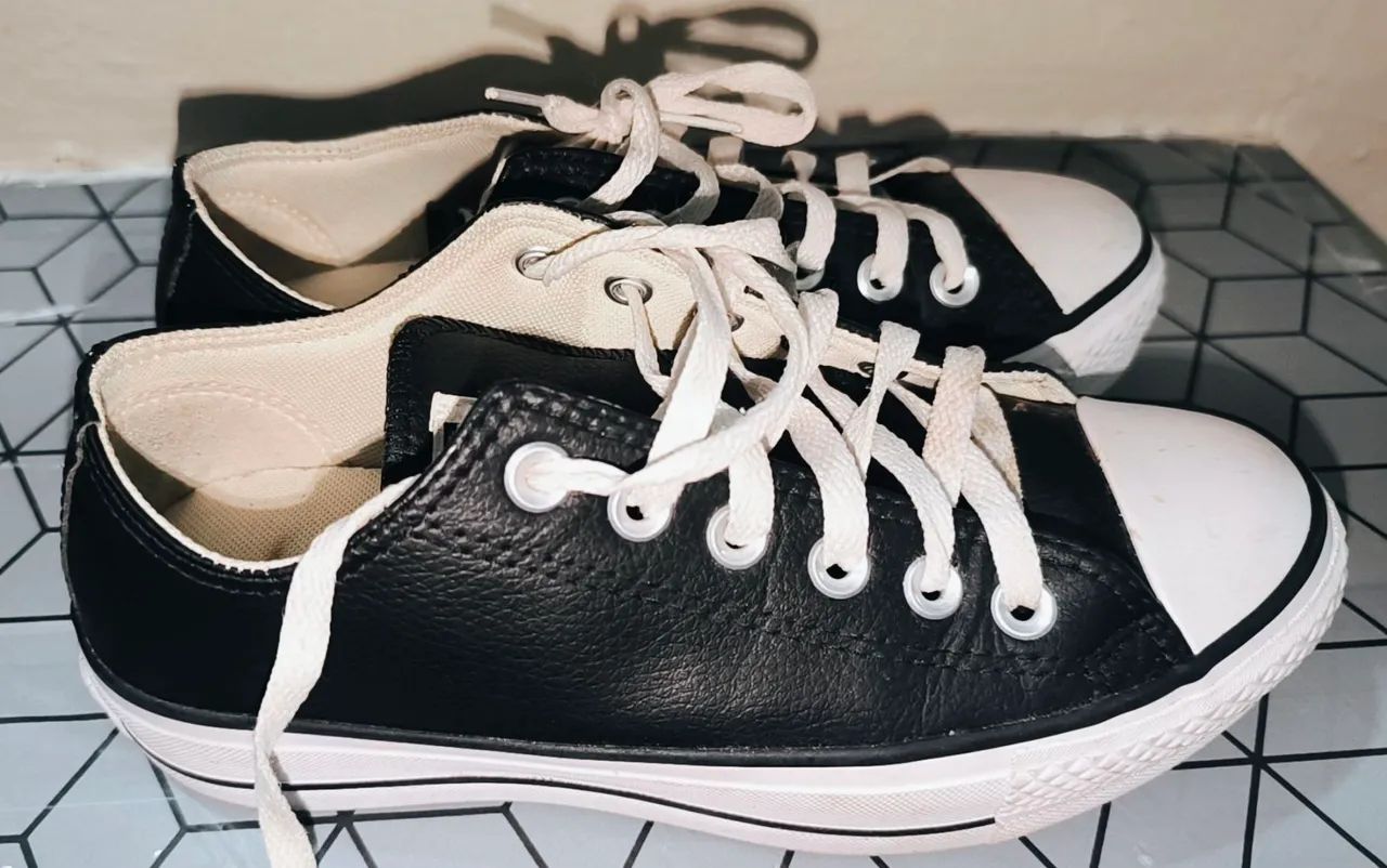 Tênis Converse All Star Couro Preto tam 35 - Foto 3