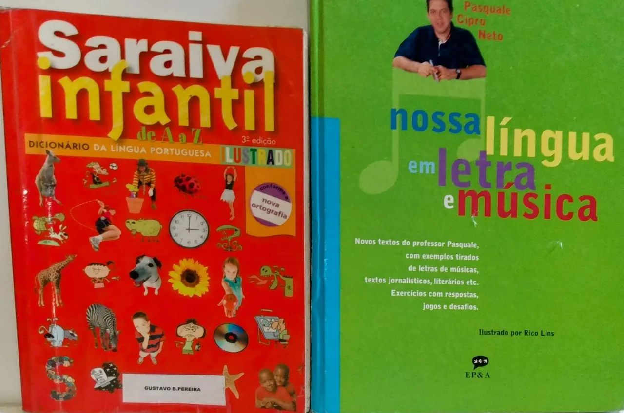 2 Livros - Nossa língua Portuguesa em Letra e Música - Saraiva Infantil Dicionário 