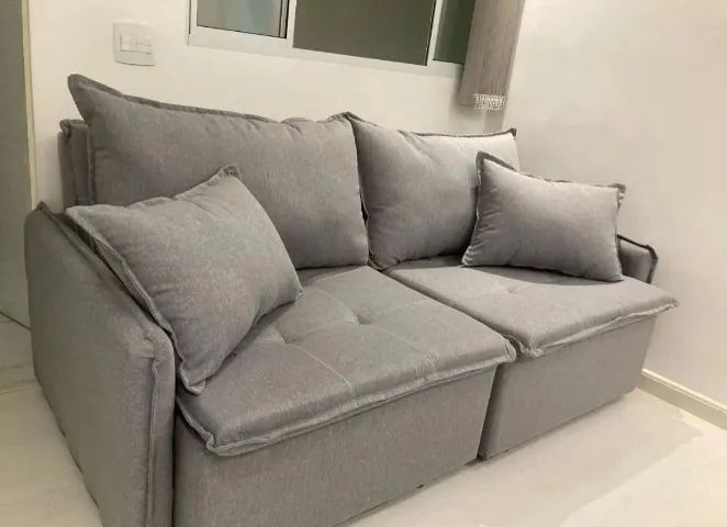 Sofá Retrátil 3 em 1 Suede - Conforto sem Caixa - Foto 2