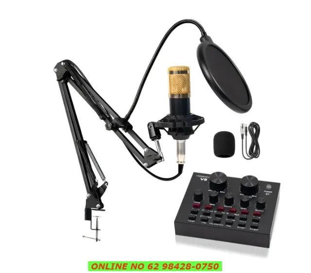 Kit Interface Mesa V8+ Microfone Bm800 Com Braço Articulado