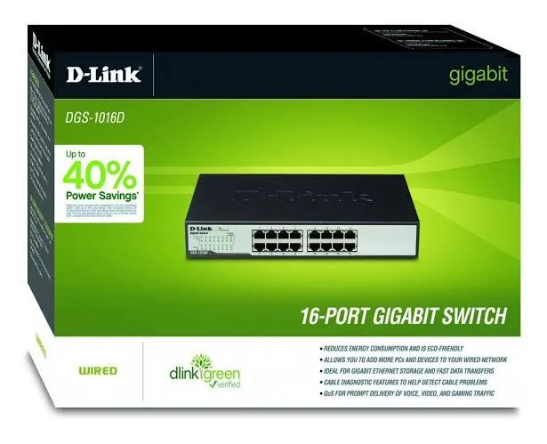 Switch D-Link 16 Portas Gigabit DGS-1016D