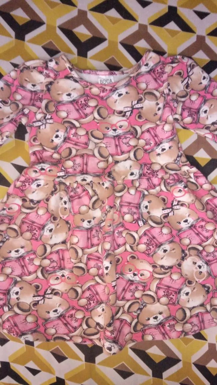 Vestido Infantil Ursinho Rosa - Foto 3