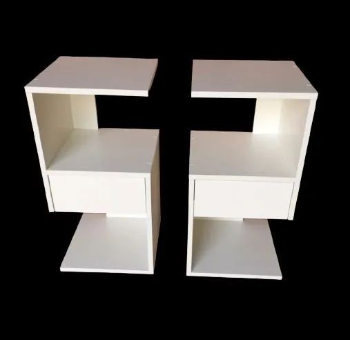 2 Modern White Nightstands64985889915650120