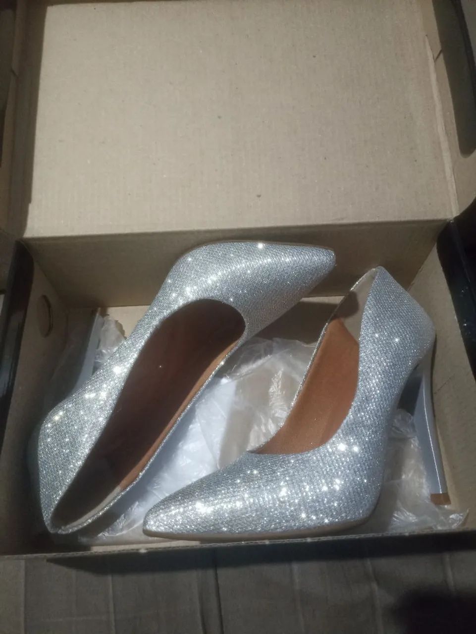 Scarpin Prata com Brilho