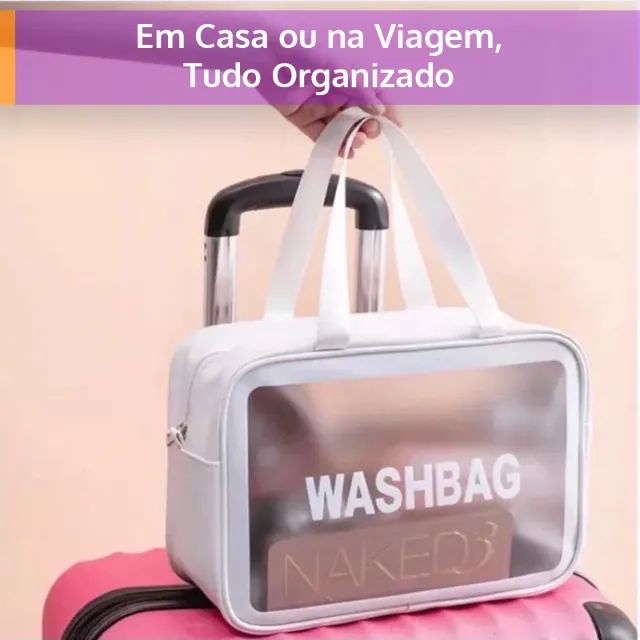 Bolsas Necessaire Branca para Viagem, Academia, Maternidade e Uso Diário - Kit com 3 - Foto 6