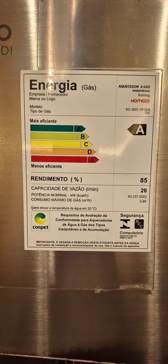 Aquecedor De Água A Gás GIp 26 Litros Inox (ko26di) - Komeco - Foto 3