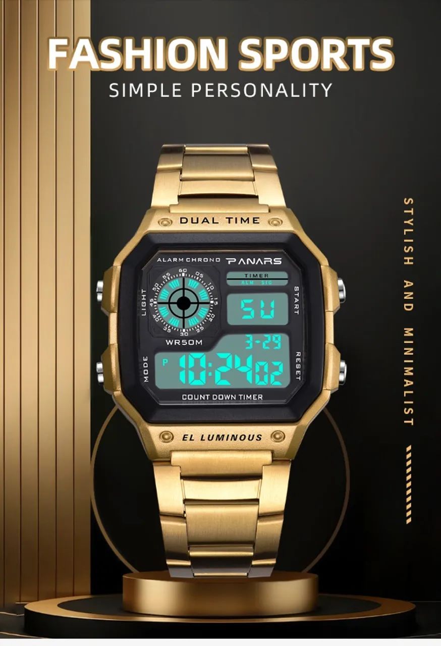 Relógio masculino dourado  - Foto 2