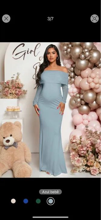 Vestido azul para gestante
