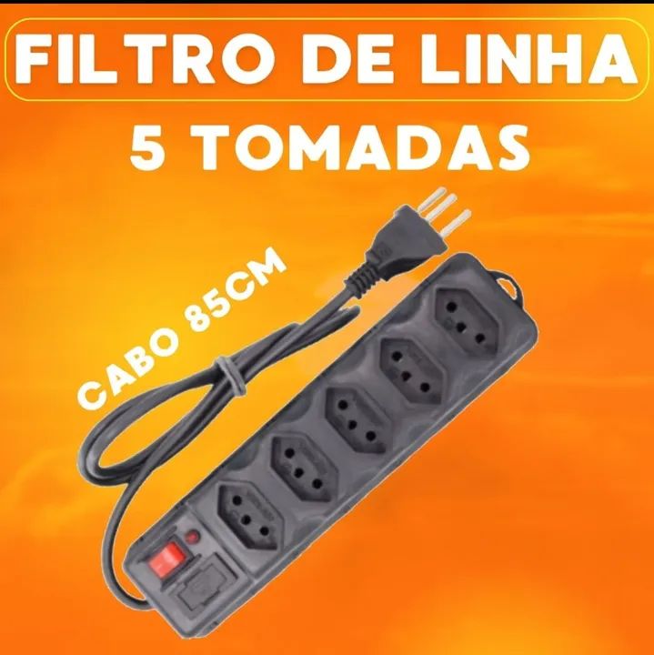 Filtro de Linha 5 Tomadas com Cabo de 85cm Régua Tomada