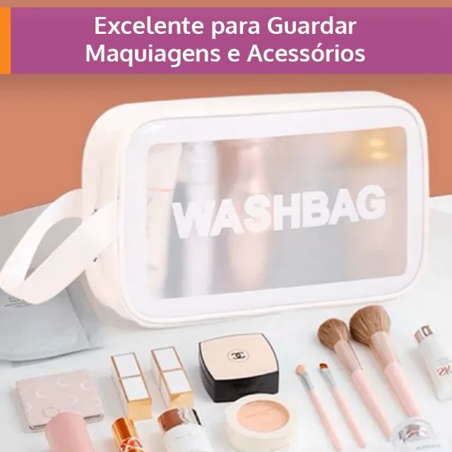 Bolsas Necessaire Branca para Viagem, Academia, Maternidade e Uso Diário - Kit com 3 - Foto 5