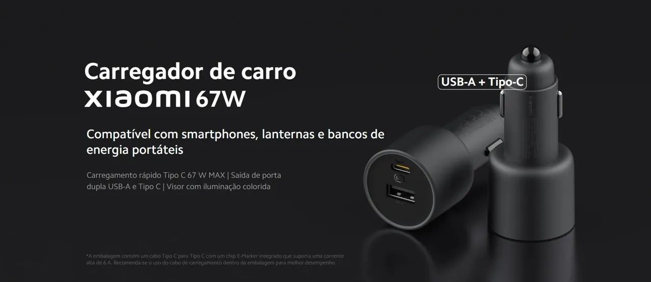 Carregador Veícular Xiaomi 67W - Foto 4