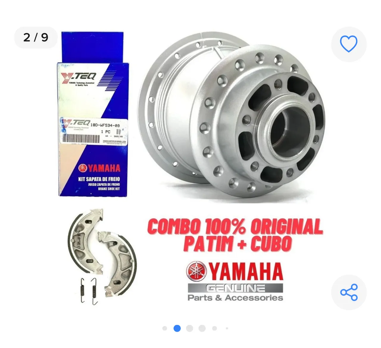 Kit Sapata de Freio Yamaha Original + Cubo