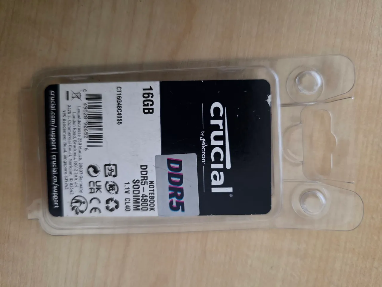 Memória RAM Crucial DDR5 16GB Notebook CL40