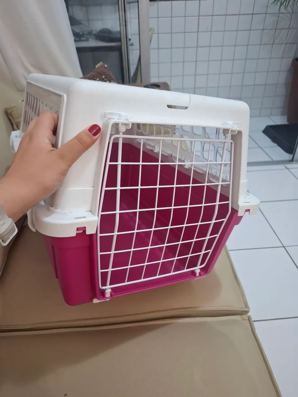 Caixa de Transporte Atlas Trendy Ferplast para Cães e Gatos Rosa - Tam 10 - Foto 3