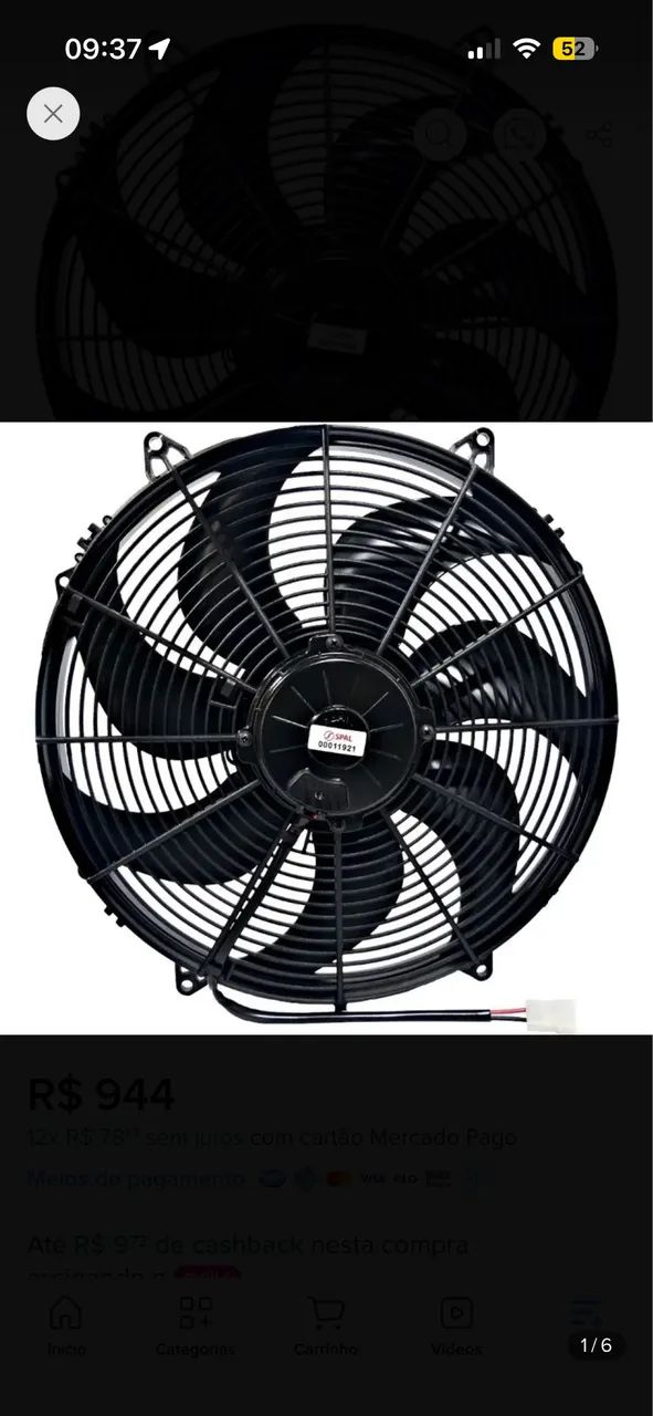 Eletro Ventilador SPAL 12v 16 polegadas Aspirante