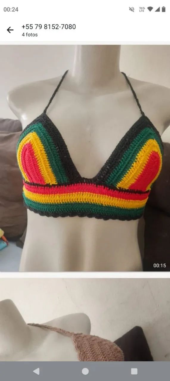 Top em crochê do reggae  - Foto 4