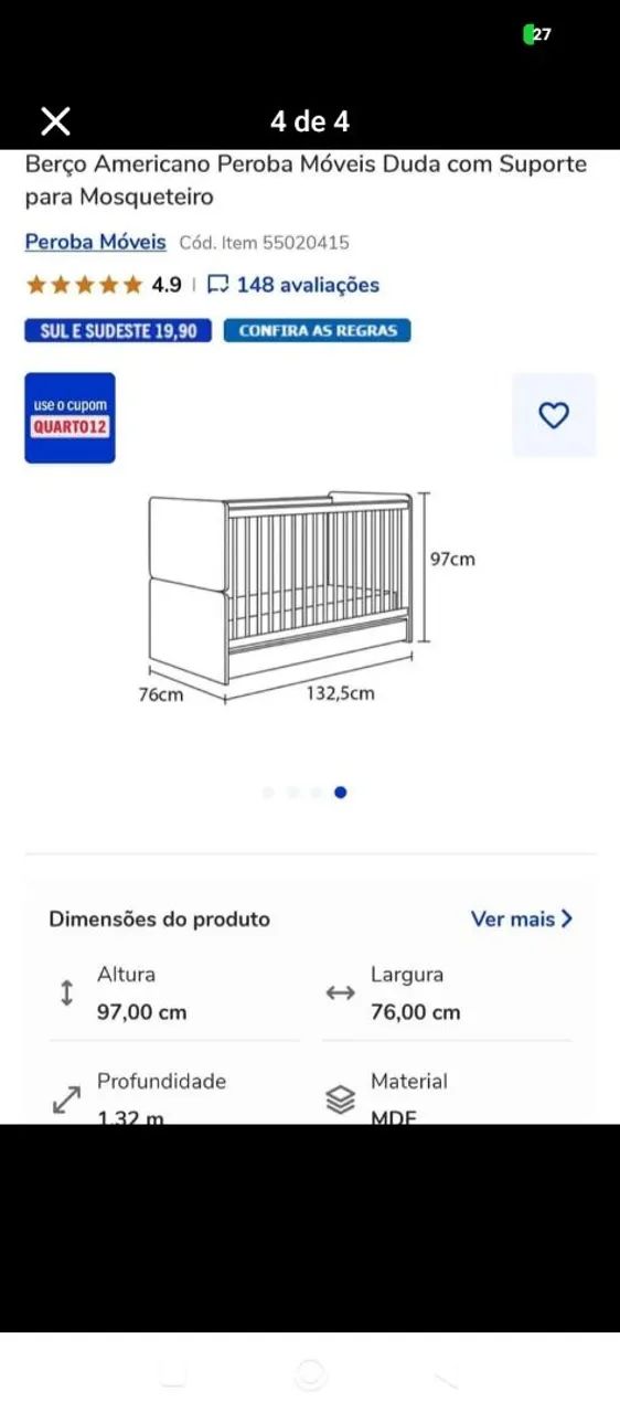 ? BERÇO AMERICANO + COLCHÃO PROBEL - ESTADO DE NOVO! - Foto 4